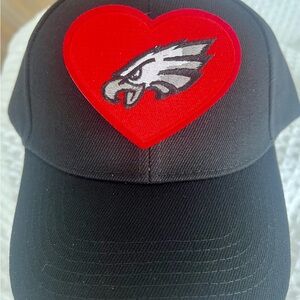 Black Cap with Red Heart and Philadelphia Eagles Logo